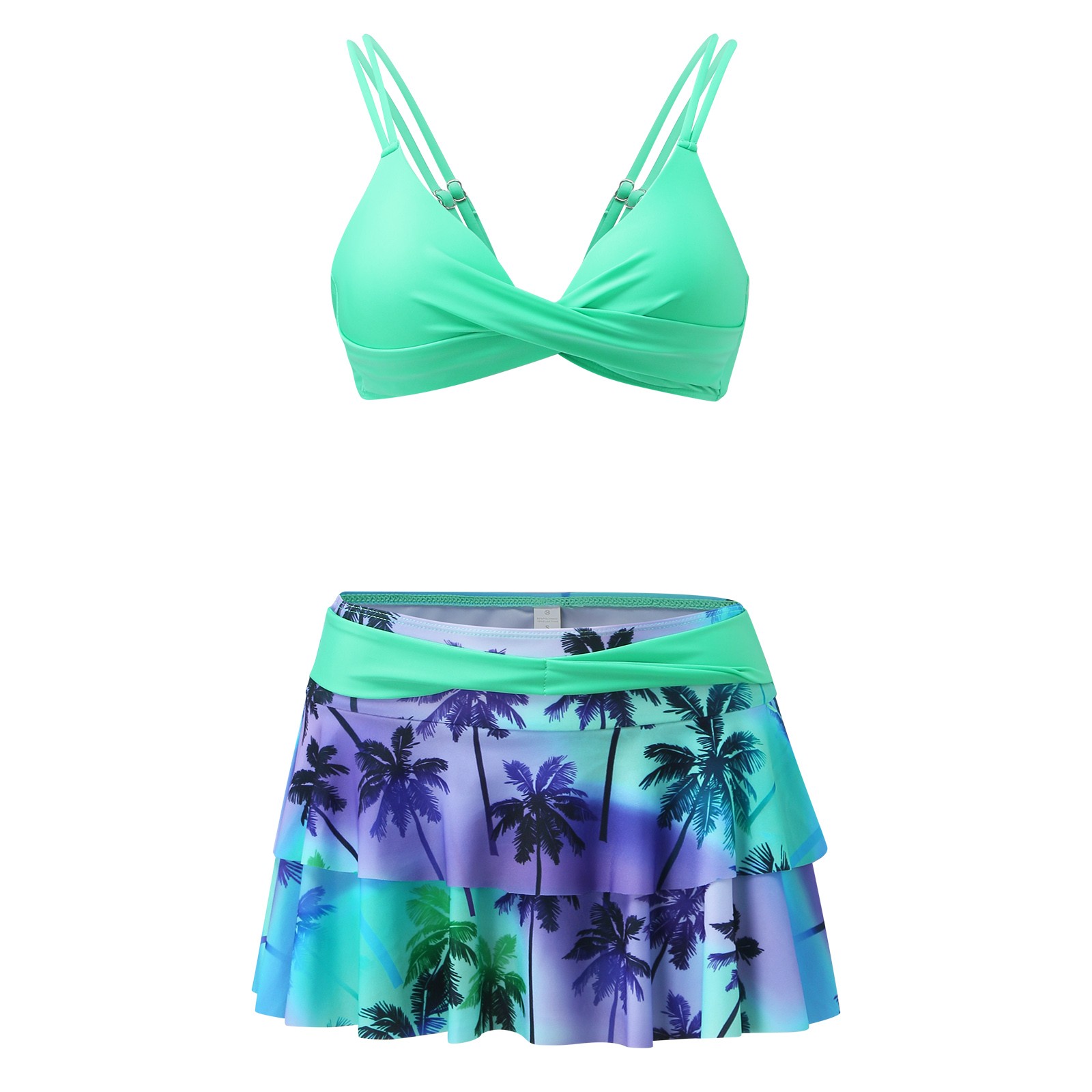 thumbnail image 4 of MKLEKYY Traje De Baño Mujer Natacion Women'S Sexy Split High Waist Ruffle Print Bikini Swimsuit Set, 4 of 6